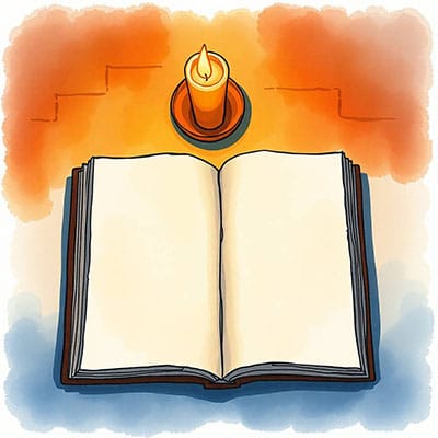Alltagswissen und Allgemeinwissen einfach erklärt. Alltagswissen und Allgemeinwissen einfach erklärt. Symbolbild mit einem aufgeschlagenem Buch und einer Kerze.